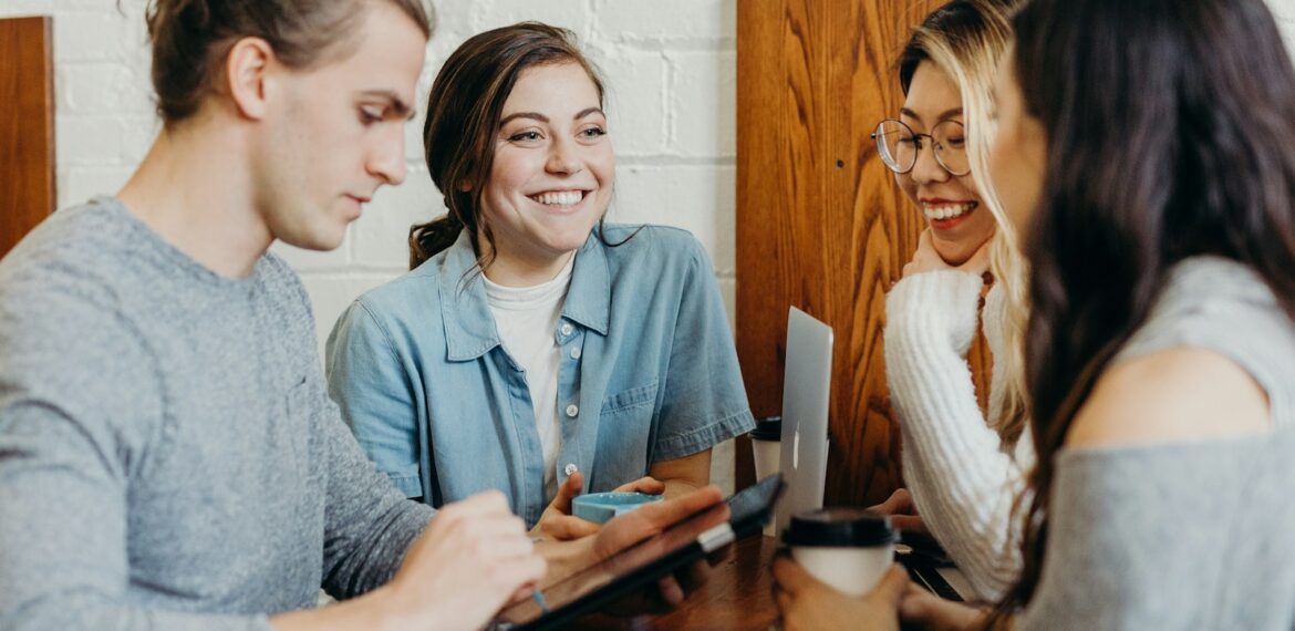 A group of friends at a coffee shop